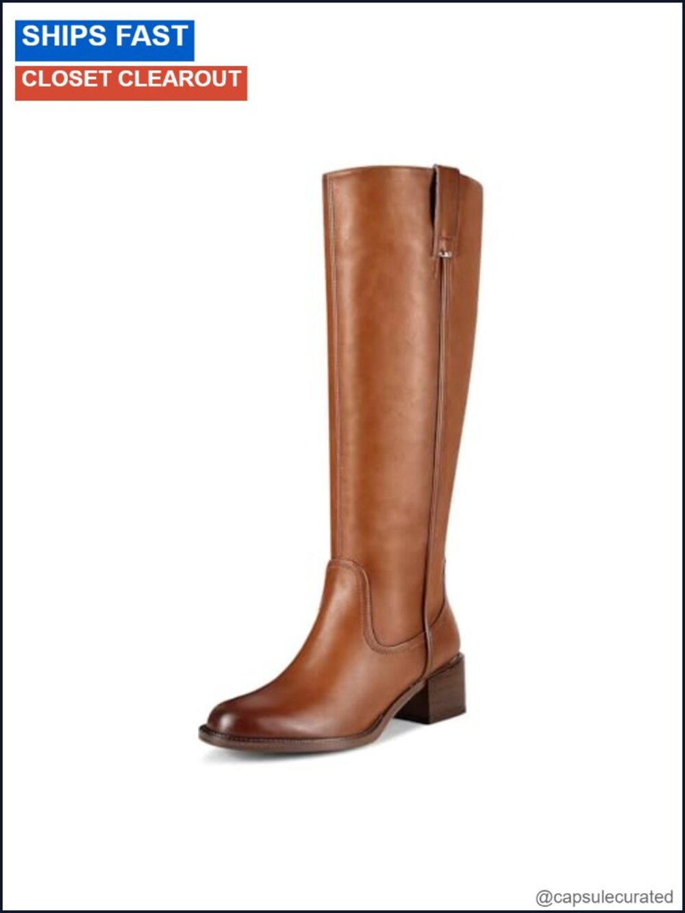 Knee High Boots Chunky Heel Riding Boots Faux Leather